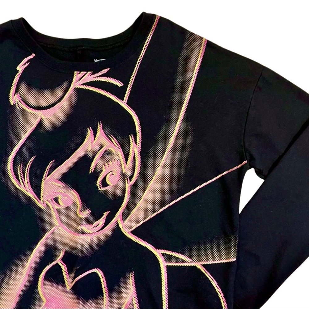 Disney Tinkerbell Black Neon Graphic Print Top